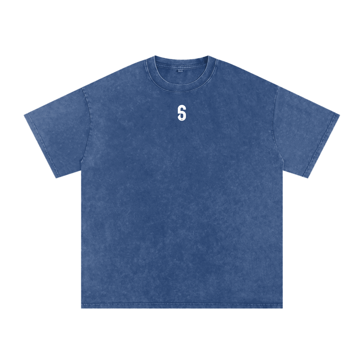 Avant du Acid Wash Oversize T‑Shirt 6AM × Bib’s en bleu acid wash, logo poitrine blanc, fit oversize minimal et futuriste