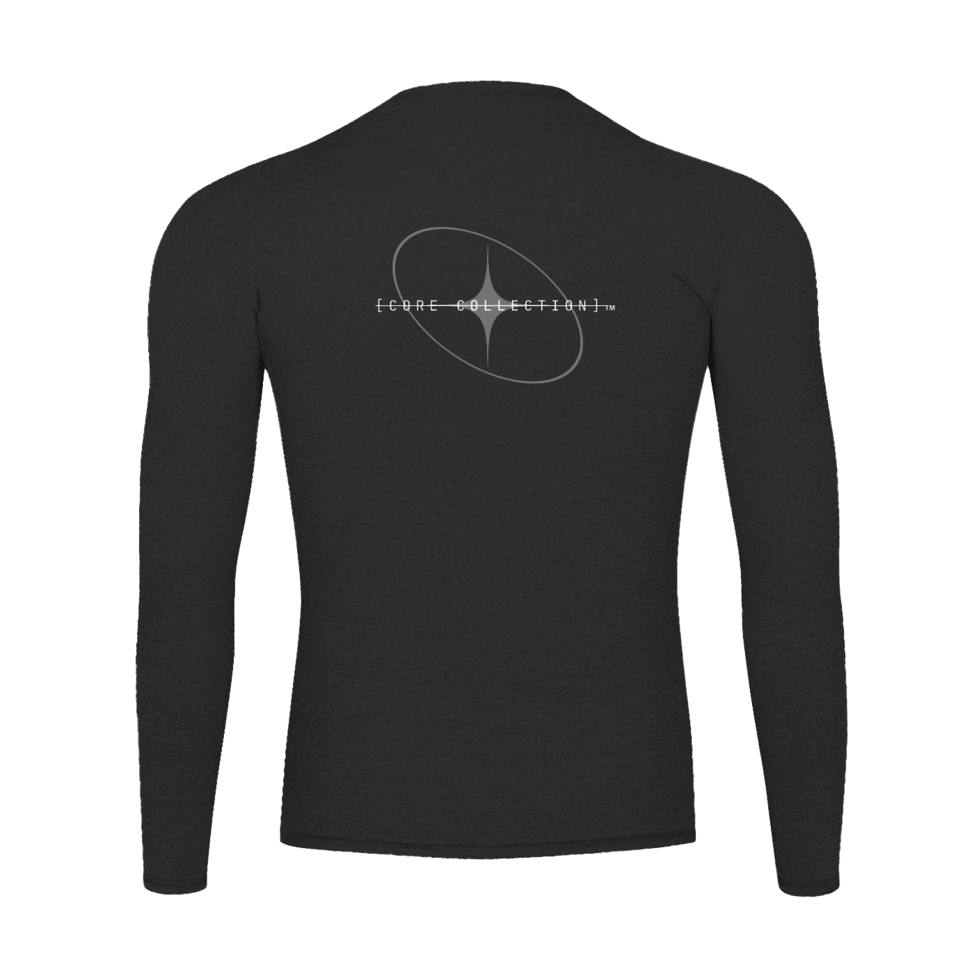 Dos du t-shirt technique à manches longues noir 6AM, coupe athlétique, tissu respirant, séchage rapide, imprimé graphique au dos.