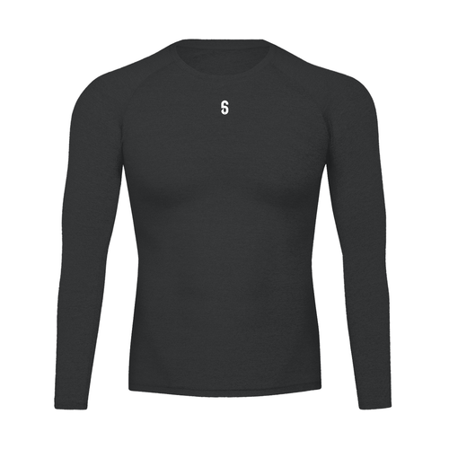 T-shirt technique à manches longues noir 6AM, coupe athlétique, tissu respirant, séchage rapide, idéal running et training.