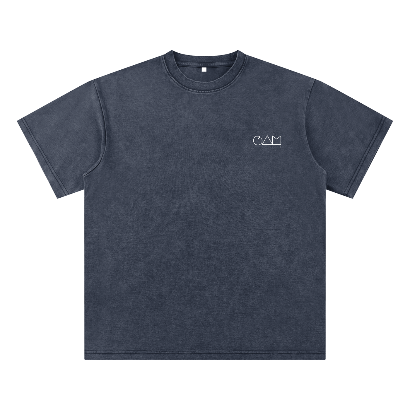  T-shirt bleu marine 6AM coupe boxy oversize, coton épais lavé, texture brute, finition vintage washed.