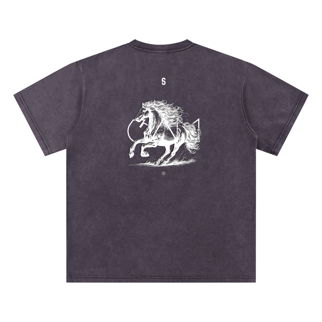  Dos du t-shirt bordeaux 6AM coupe boxy oversize, coton lavé vintage, texture brute et délavage unique.