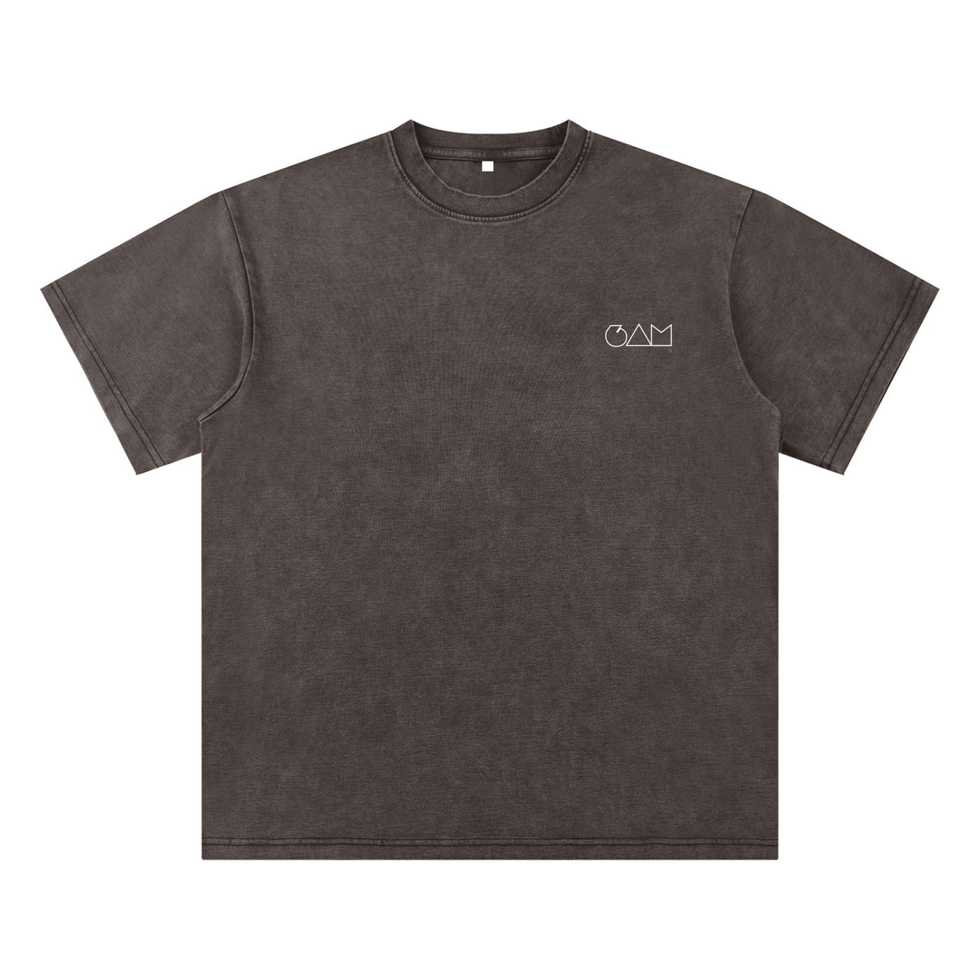 T-shirt marron 6AM coupe boxy oversize, coton épais lavé, texture brute, finition vintage washed.