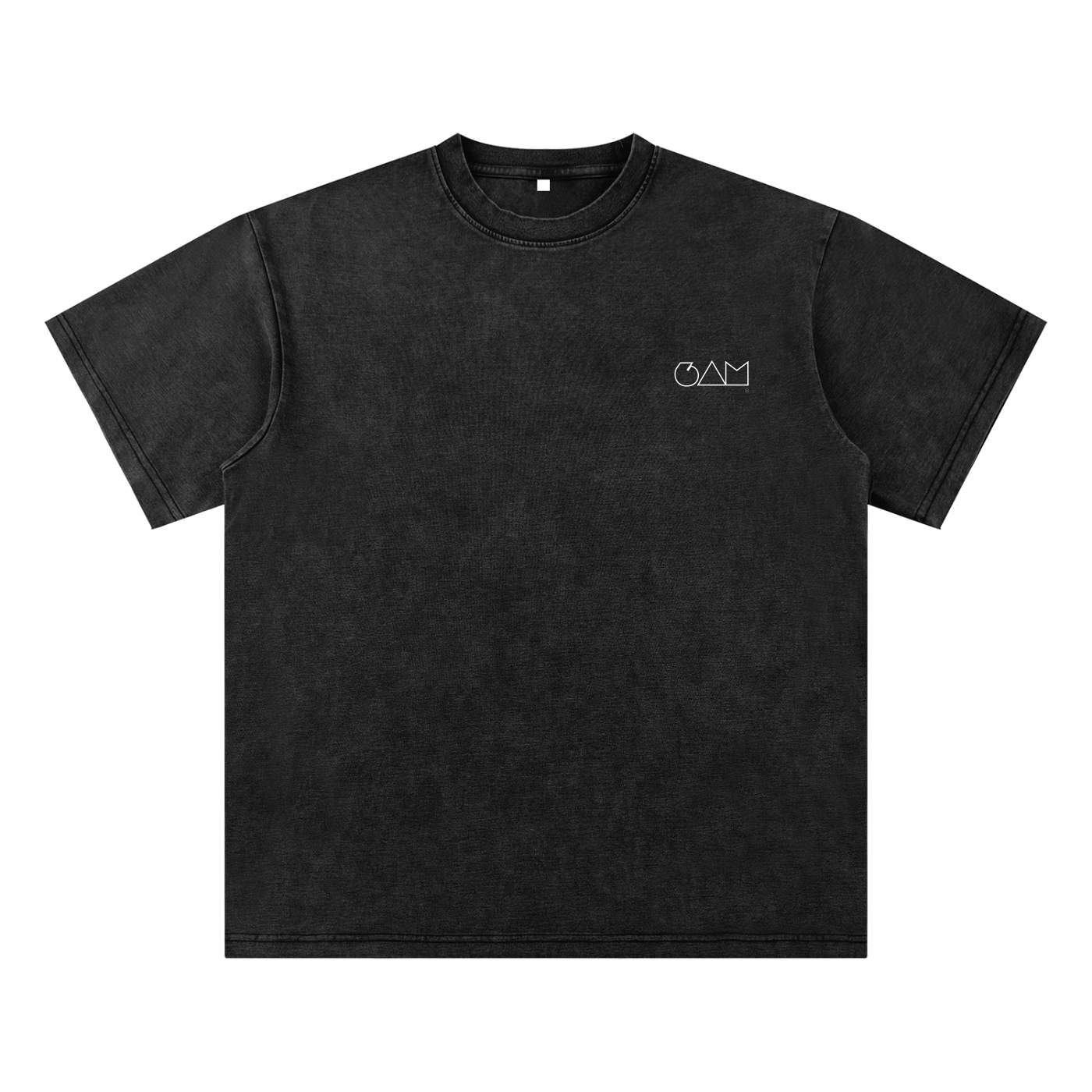 T-shirt noir 6AM coupe boxy oversize, coton épais lavé, texture brute, finition vintage washed.