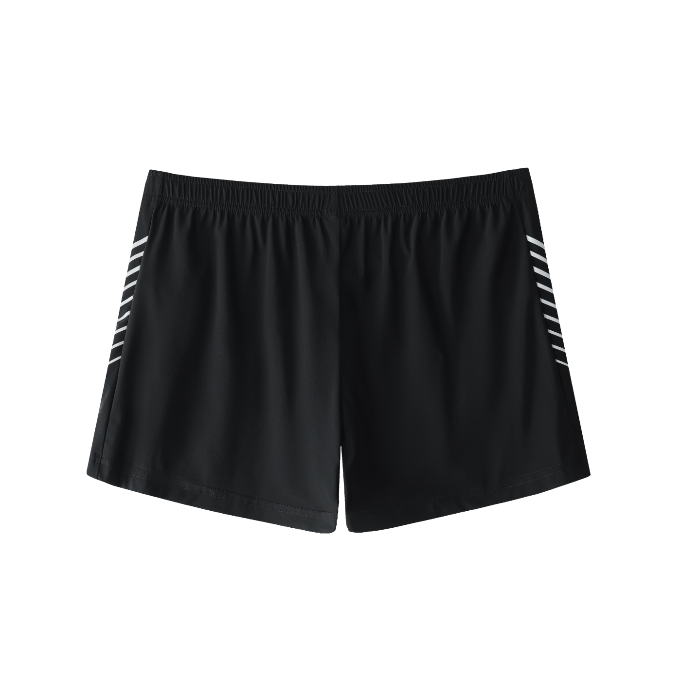Dos du short de performance noir 6AM, coupe athlétique, léger, quick-dry, bandes latérales ton sur ton.