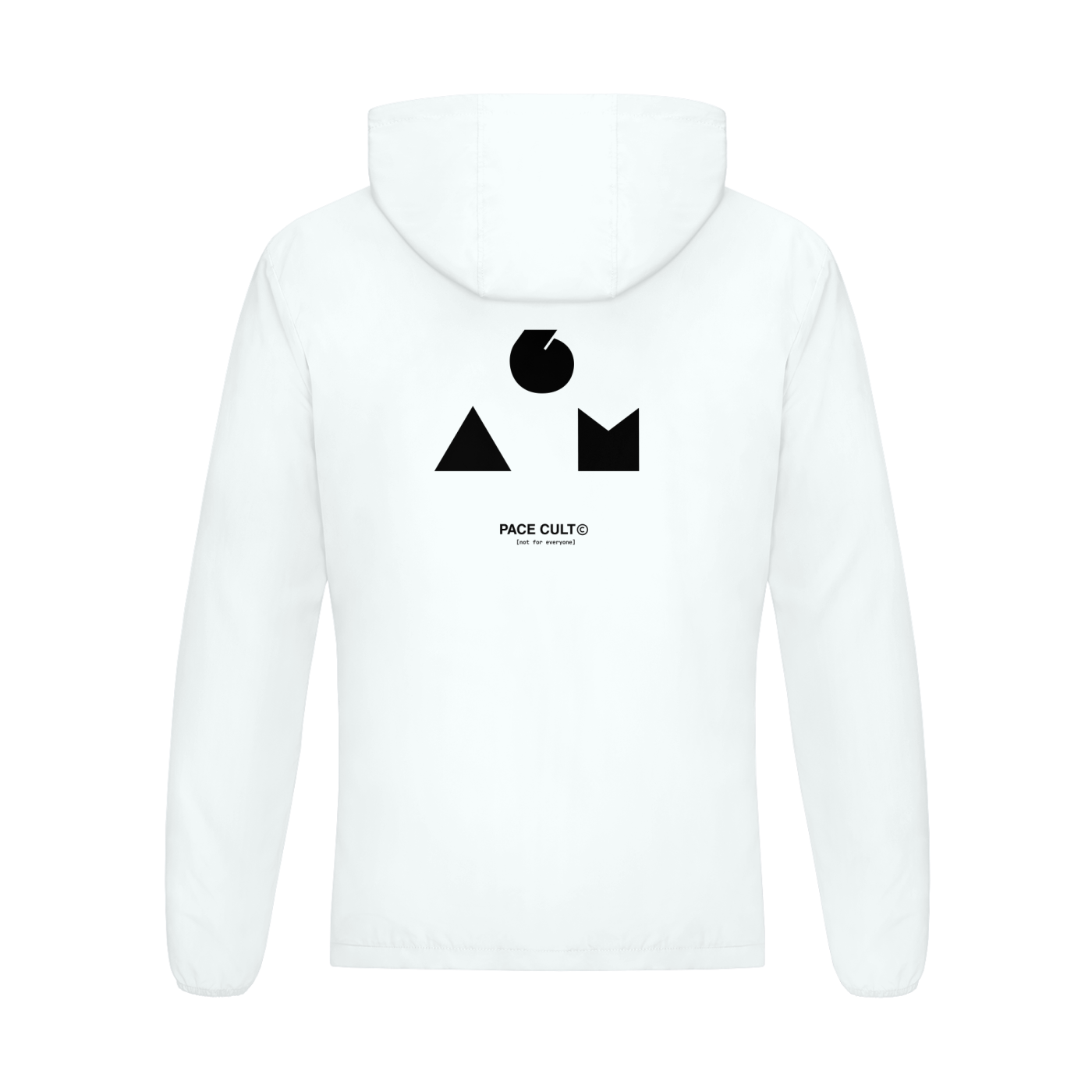  Dos du Men’s Softness Sports Jacket 6AM Club en blanc pur, logo noir minimaliste “6AM” centré – vibe brutaliste élégante. 