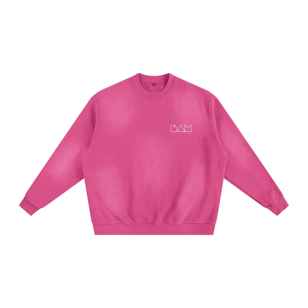 Sweatshirt rose 6AM coupe boxy oversize, coton éponge français 400GSM, finition sunfade, intérieur molletonné