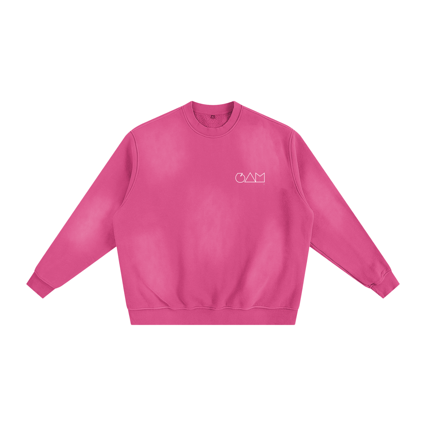 Sweatshirt rose 6AM coupe boxy oversize, coton éponge français 400GSM, finition sunfade, intérieur molletonné