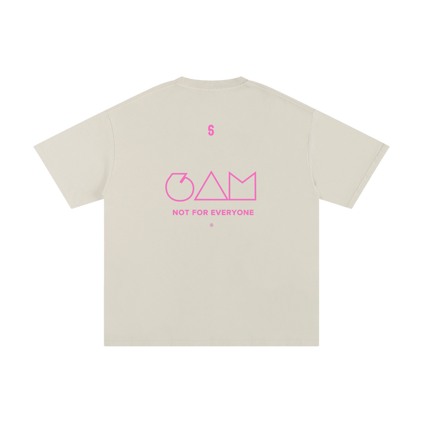 Dos du t-shirt beige clair Crew – signature visuelle 6AM + slogan rose, design rare & limité.
