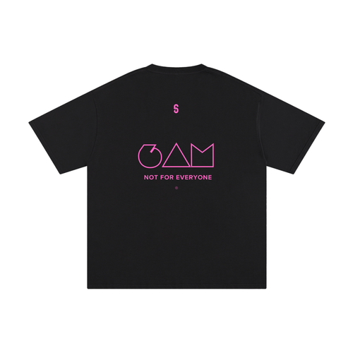 Dos du t-shirt noir Crew – logo 6AM + "Not for everyone" en rose, statement identitaire.