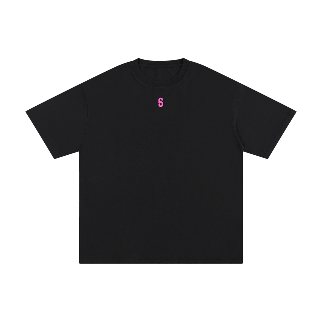 T-shirt noir "Crew Limited" 6AM – logo "6" rose centré poitrine, coupe technique structurée.